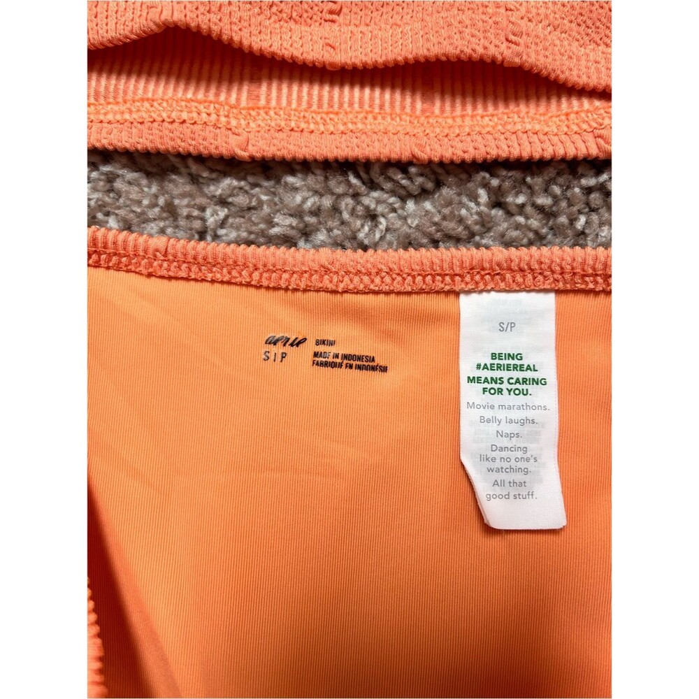 aerie Coral Textured Strapless Bikini Set - Picture 2 of 9